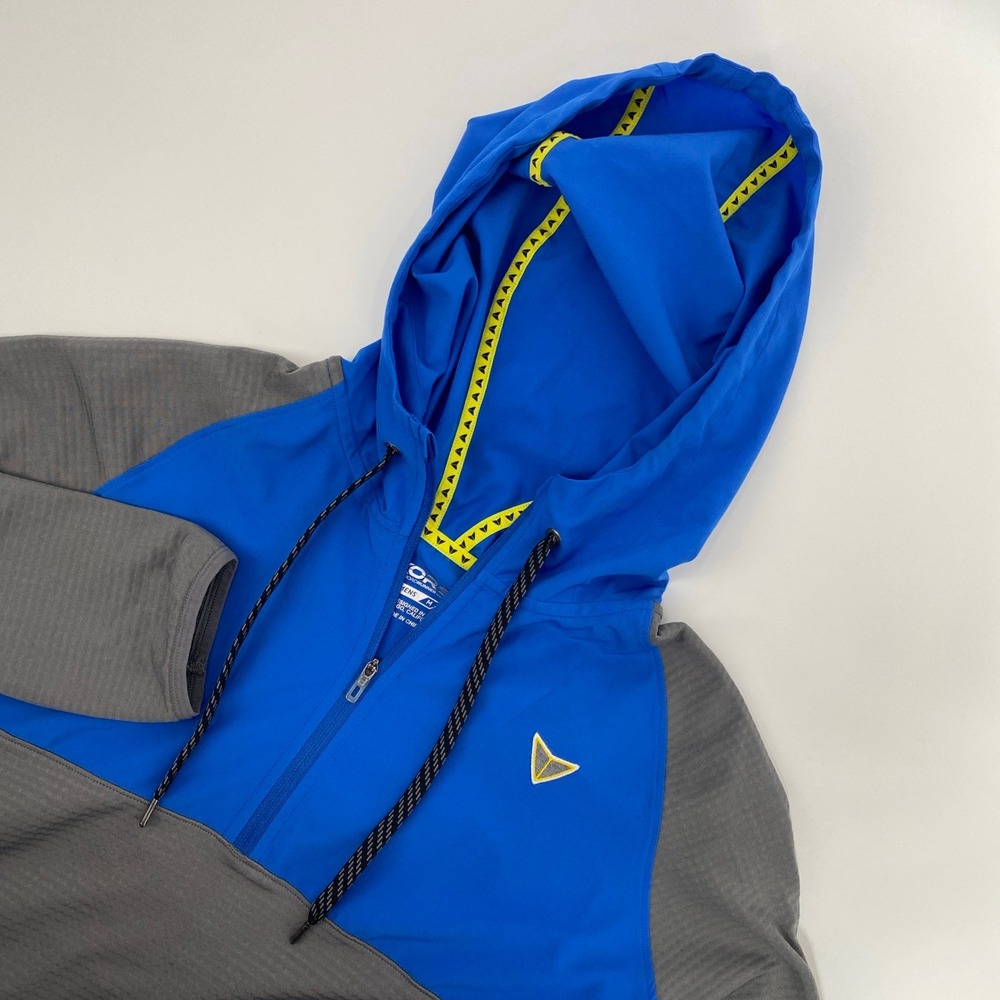 Korsa Roadrunner Sports Hoodie Mens Medium Blue Gray Quarter Zip Grid‎ Active